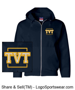 Champion Adult Powerblend Full Zip Hooded Sweatshirt (Navy) [Embroidered] Design Zoom